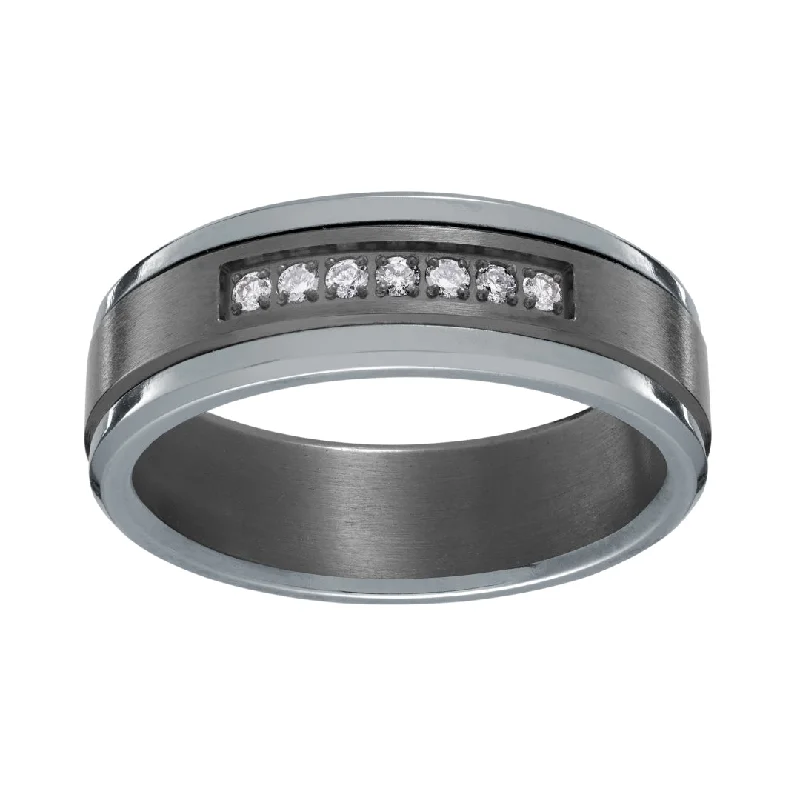 Tantalum & Titanium Men's Ring (White Diamond 0.11 Cts)