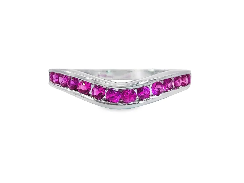 White Gold Pink Sapphire Wedding Band