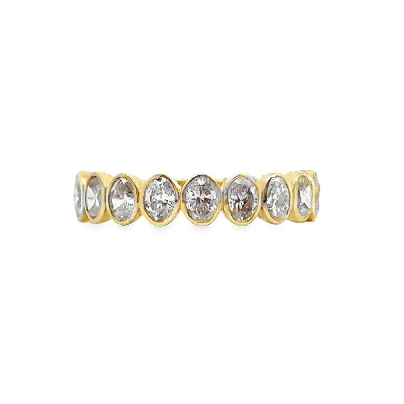 Yellow Gold Bezel Set Oval Shape Diamond Eternity Band