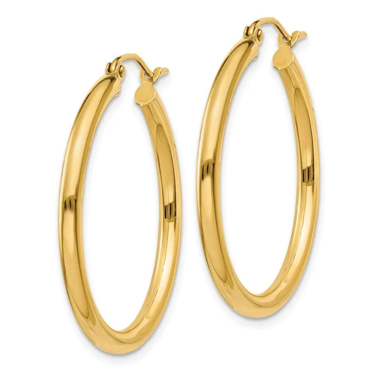 14k Polished 2.5mm Lightweight Tube Hoop Earrings