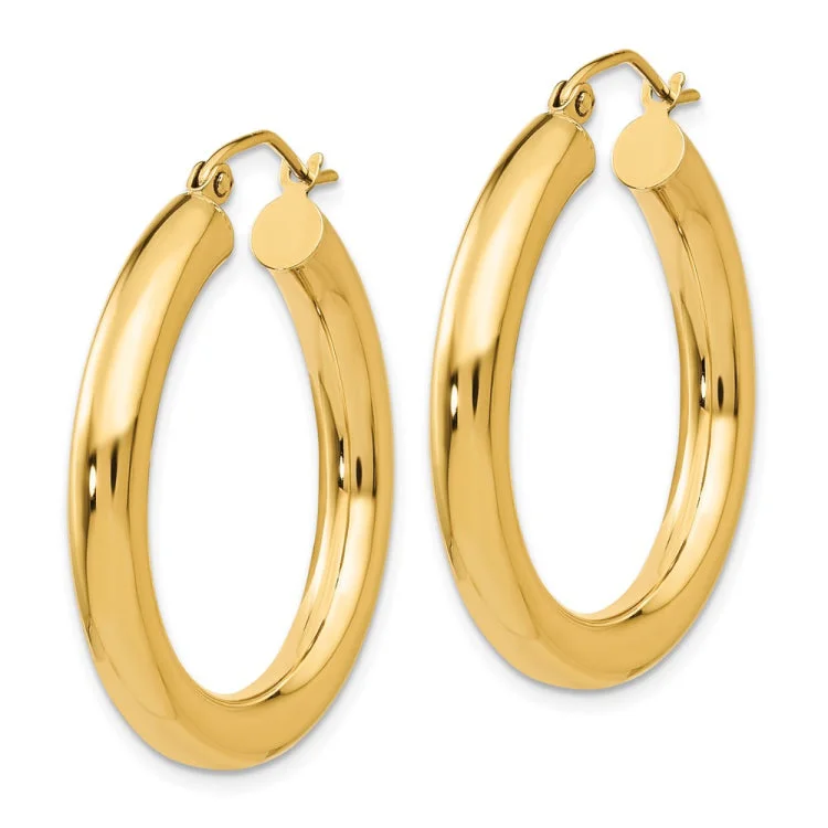 14k Polished 4mm Tube Hoop Earrings