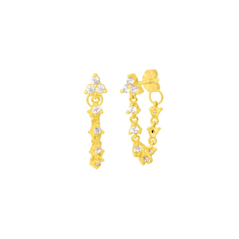 ETTA CRYSTAL CHAIN EARRINGS GOLD