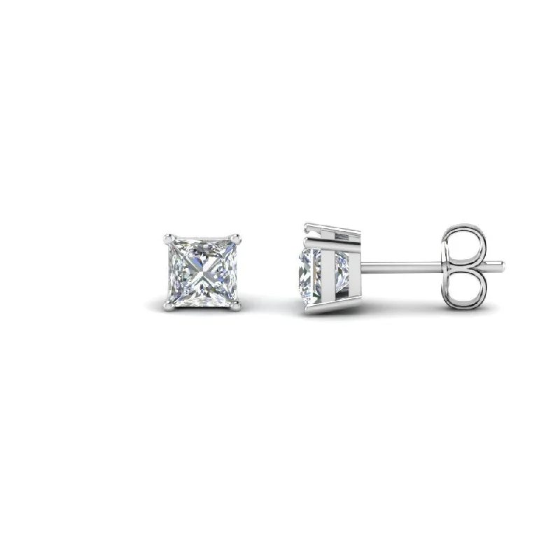 Princess Cut Natural Diamond Stud Earrings