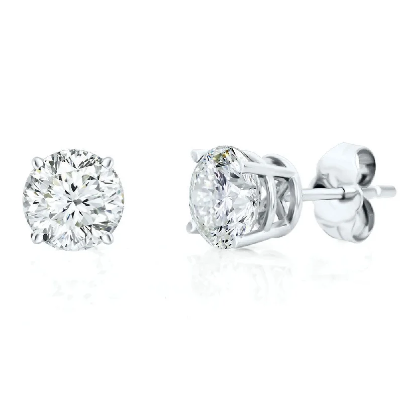 Round Natural Diamond Stud Earrings