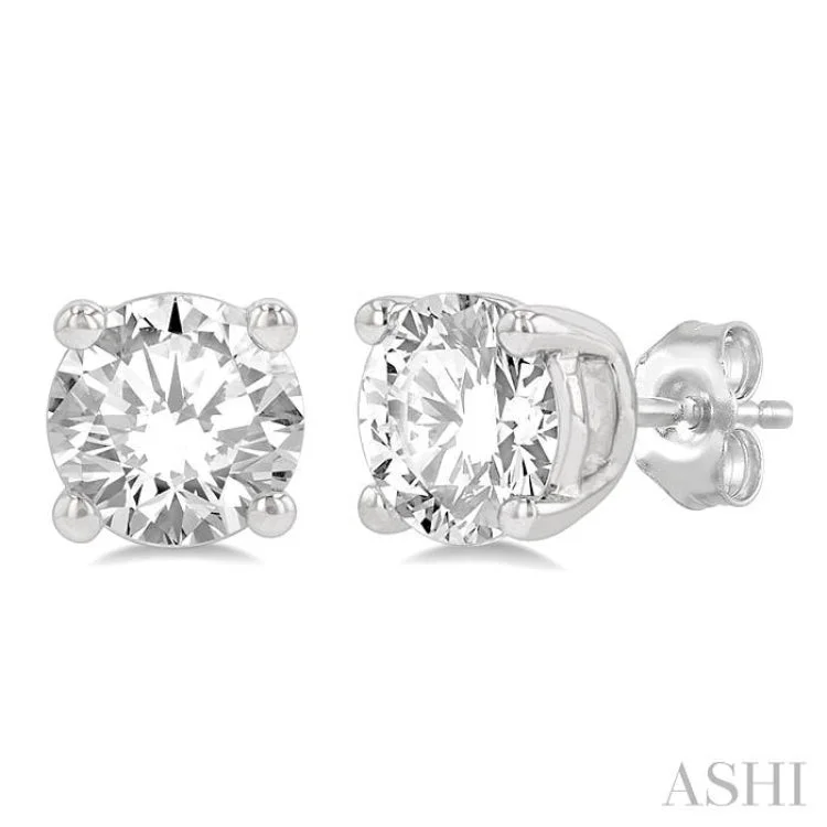 1 ctw Round Cut Diamond Stud Earring in 14K White Gold