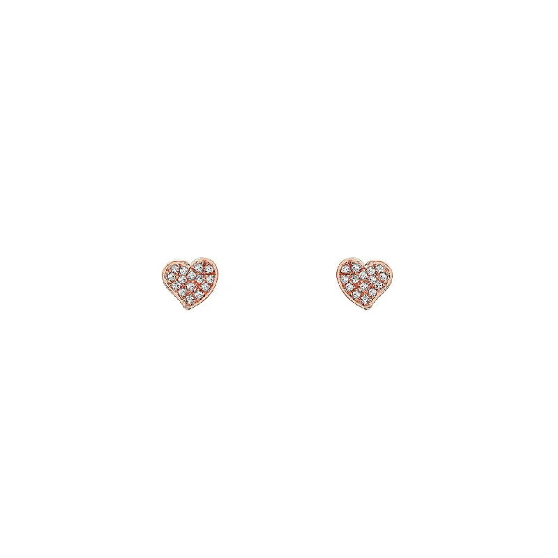 14 Karat Rosé Gold Diamond Heart Stud Earrings