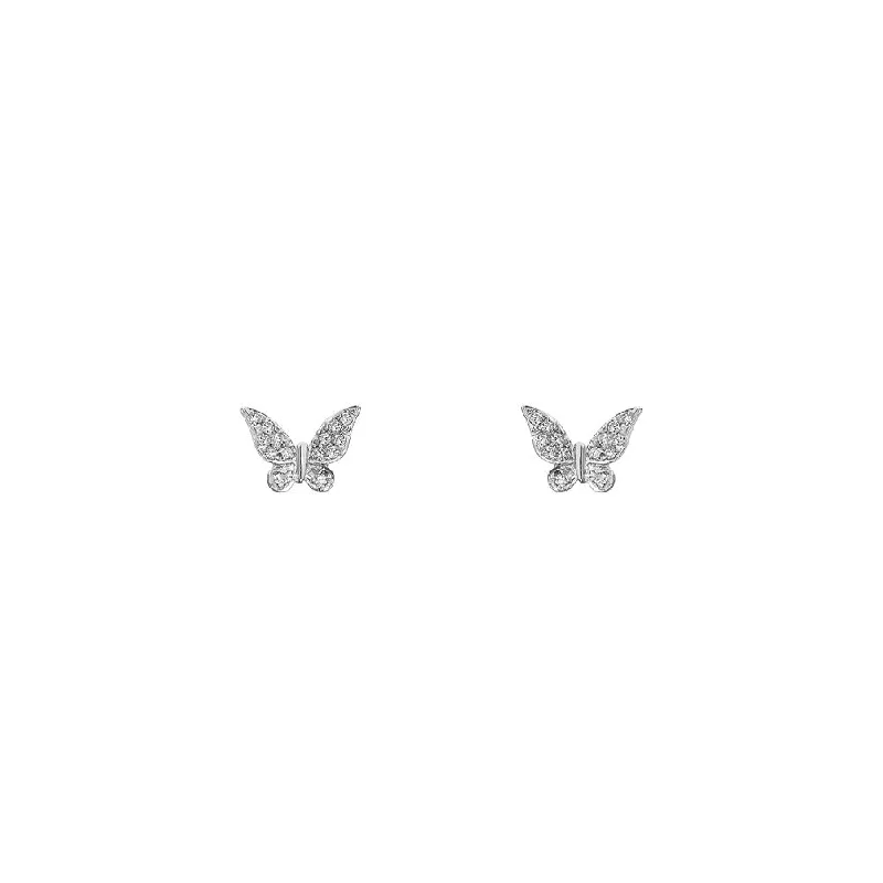 14 Karat White Gold Butterfly Diamond Stud Earrings