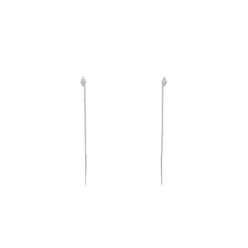 14 Karat White Gold Diamond Threader Earrings