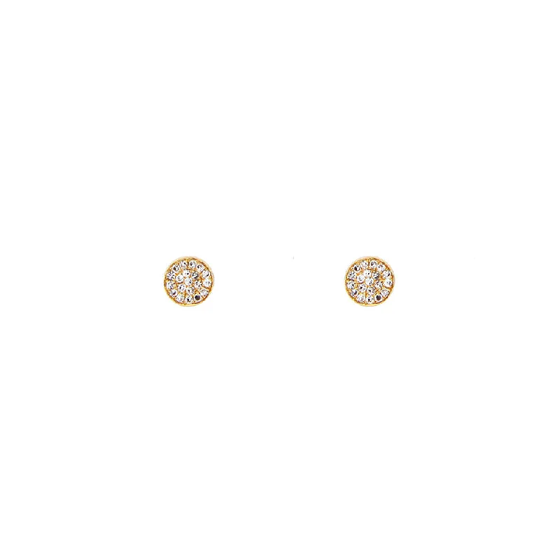 14 Karat Yellow Gold Disc Stud earrings with Diamonds