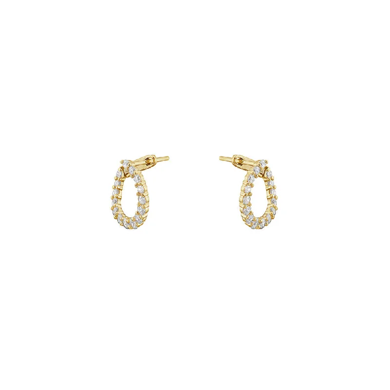 14 Karat Yellow Gold Front Facing Diamond Hoops