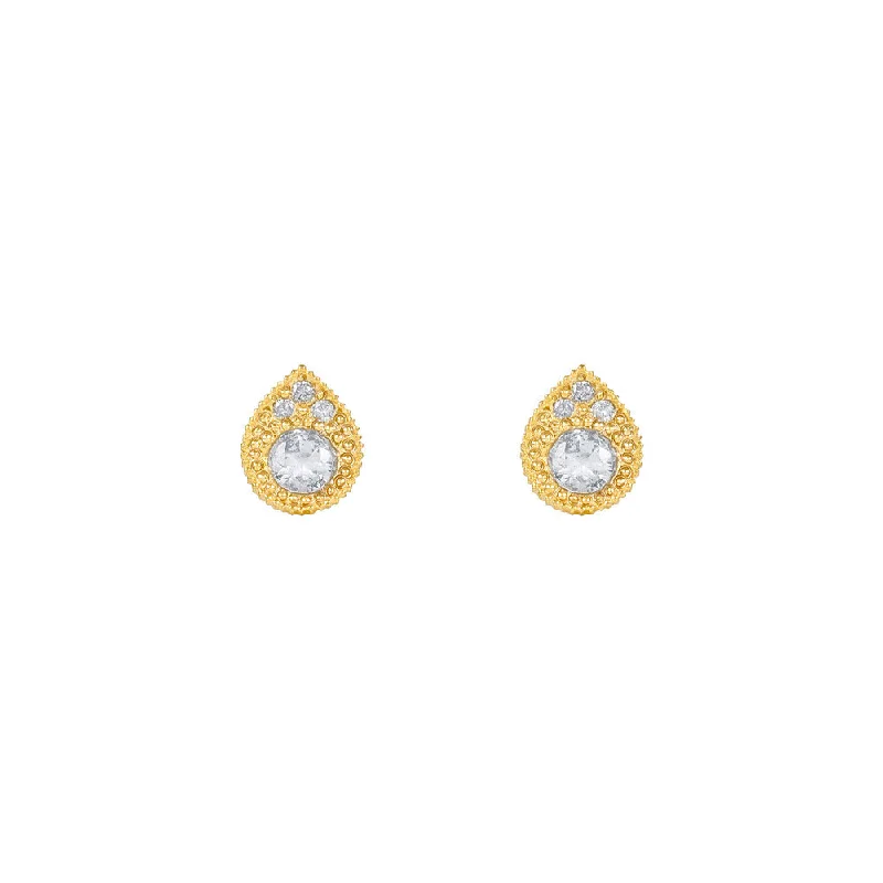 14 Karat Yellow Gold MINN Stud earring with White Sapphires