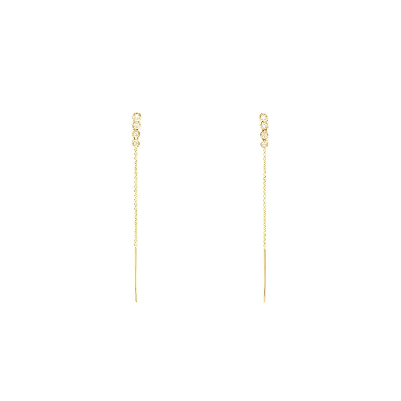 14 Karat Yellow Gold Threader Diamond earrings