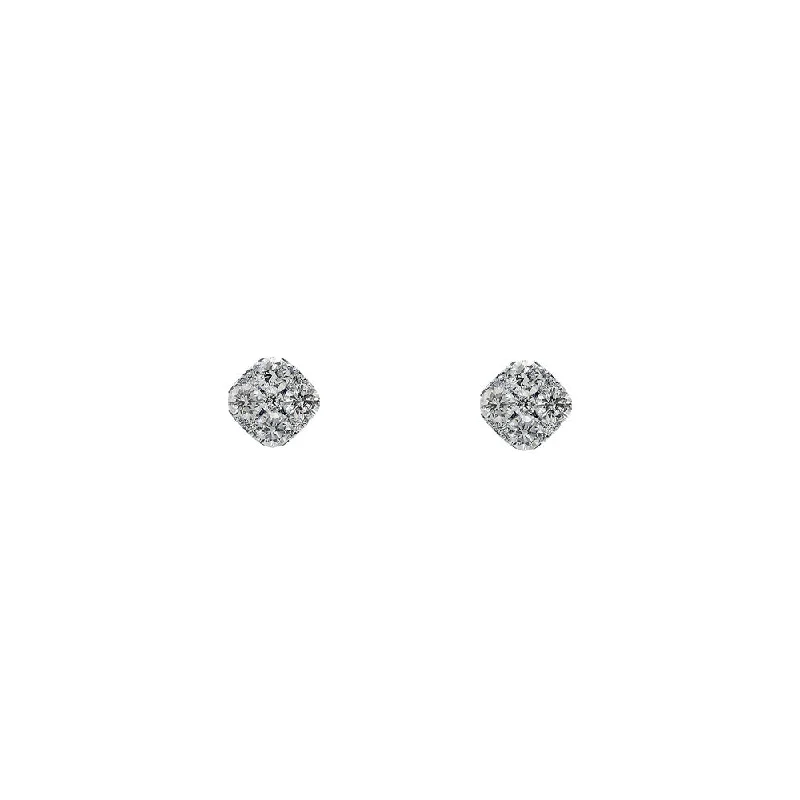 18 Karat White Gold Cluster Diamond Earrings