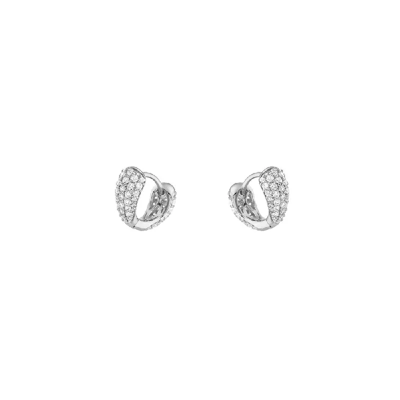 18 Karat White Gold Mini Pave Diamond Huggy Earrings