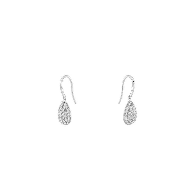 18 Karat White Gold pear shape drop Diamond earrings