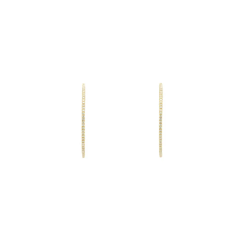 18 Karat Yellow Gold Large Inside Out Diamond Hoops