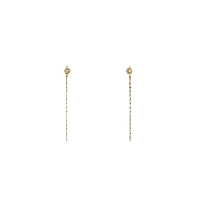 18 Karat Yellow Gold linear drop Diamond earrings