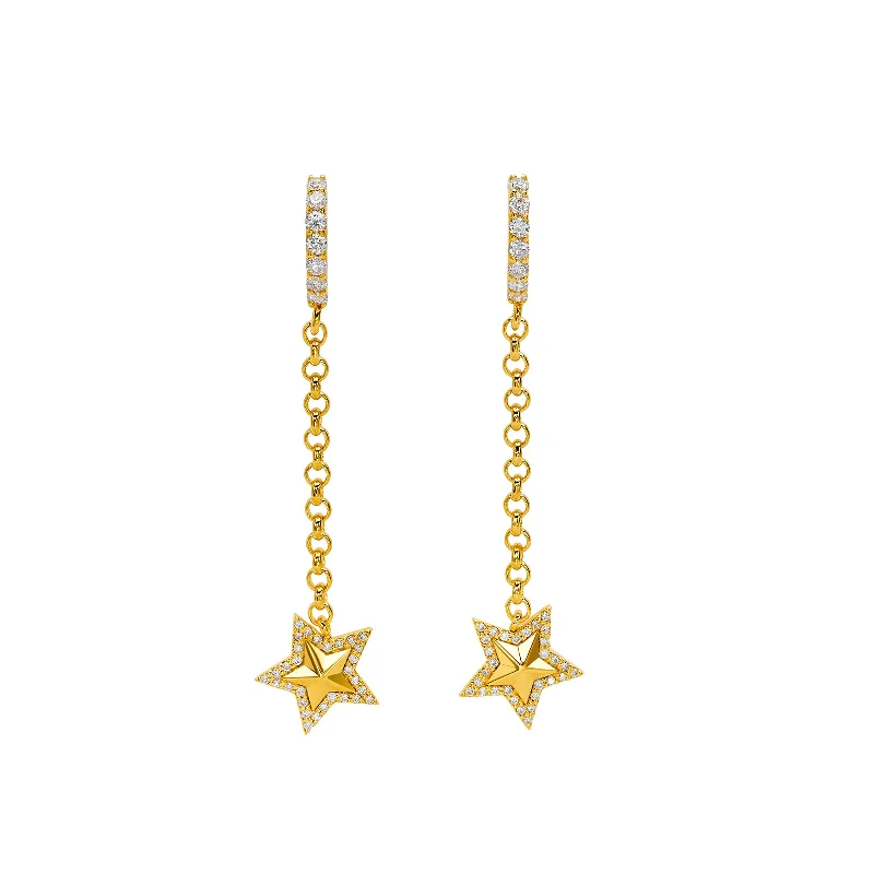 Star Drop Huggie Earrings