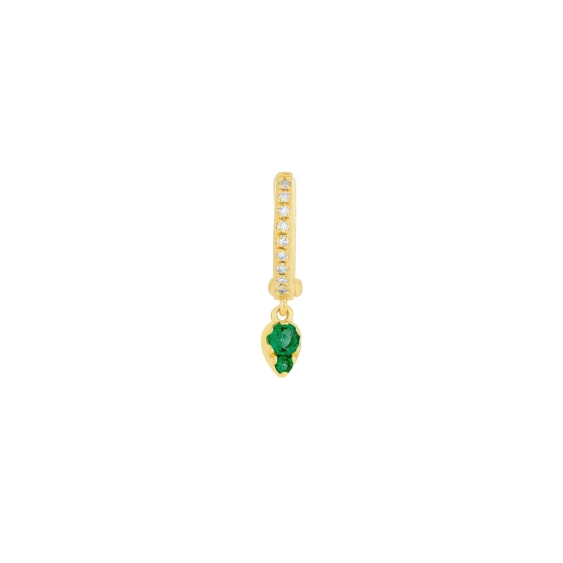 Emerald and Diamond Teardrop Mini Huggie Earring