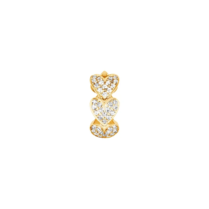 Multi Heart Diamond Huggie - Yellow Gold