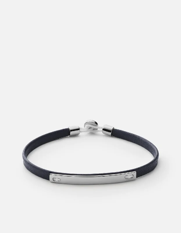 Nexus ID Leather Bracelet, Matte Silver