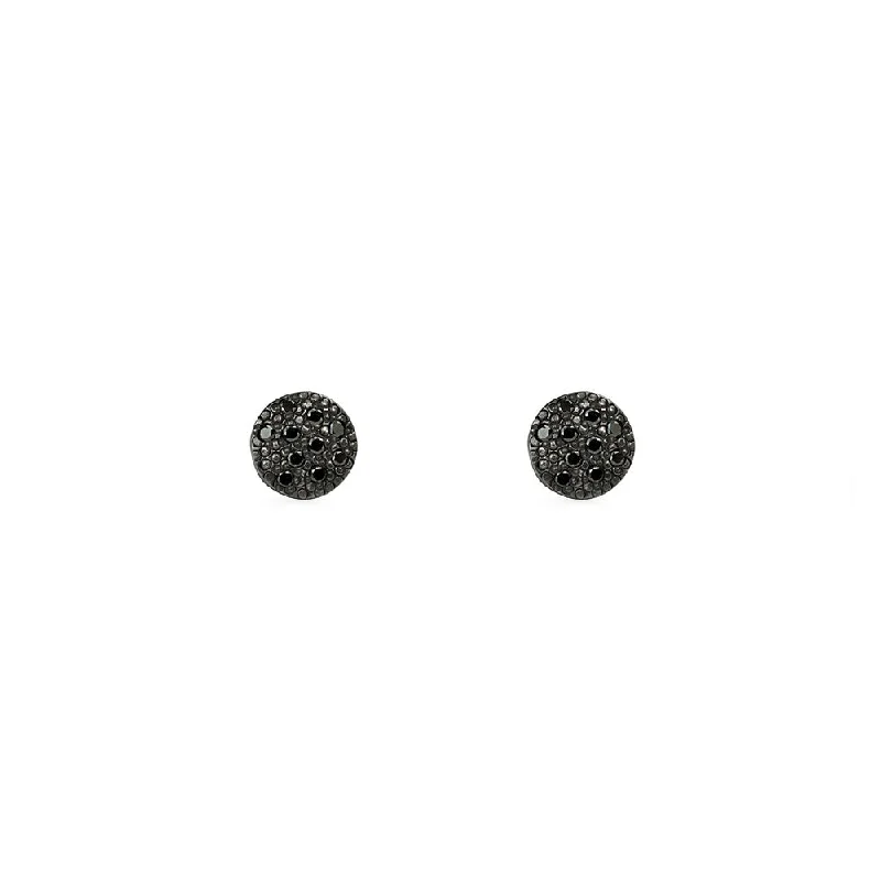 Sterling Silver Black Rhodium CARMELA stud earrings with black diamonds