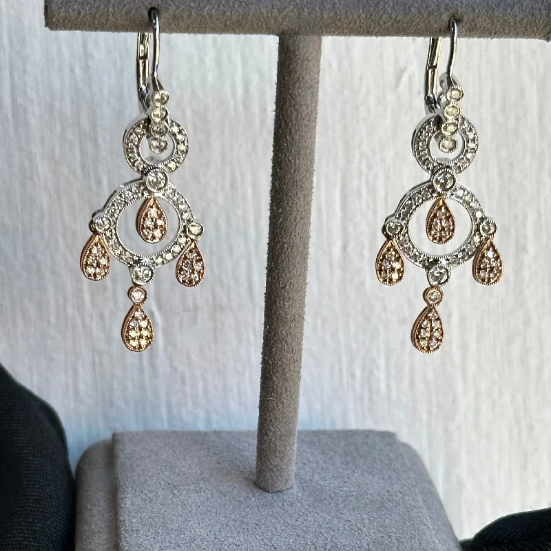 Two-Tone 14KT White & Rose Gold Diamond Chandelier Earrings - Perfect for Bridal & Black-Tie Events