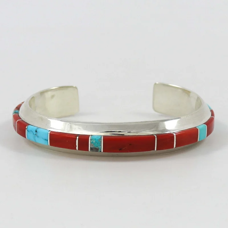 Coral and Turquoise Cuff