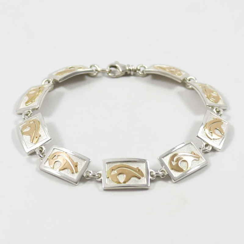 Gold and Silver Bear Bracelet