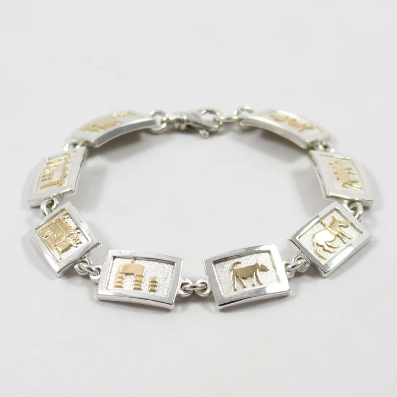 Gold on Silver Link Bracelet