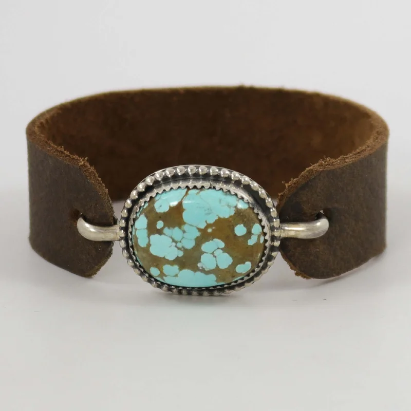 Number Eight Turquoise Leather Bracelet