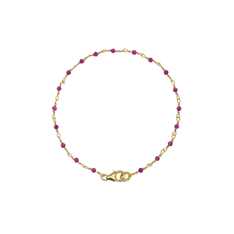 Ruby Bead and Gold Plated Chain Bracelet