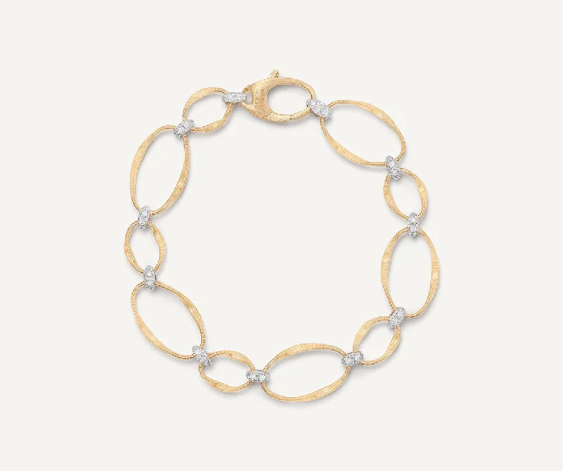 18K Yellow Gold and Diamond Flat Link Bracelet