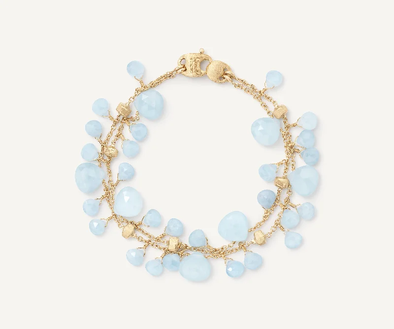 18K Yellow Gold Double-Strand Aquamarine Bracelet