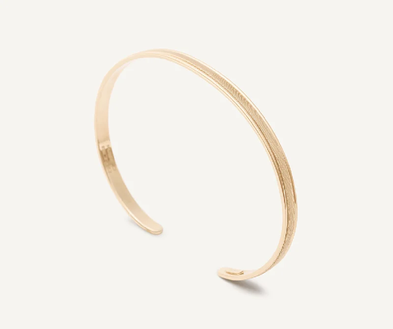 18K Yellow Gold Unisex Coil Bangle, Thin